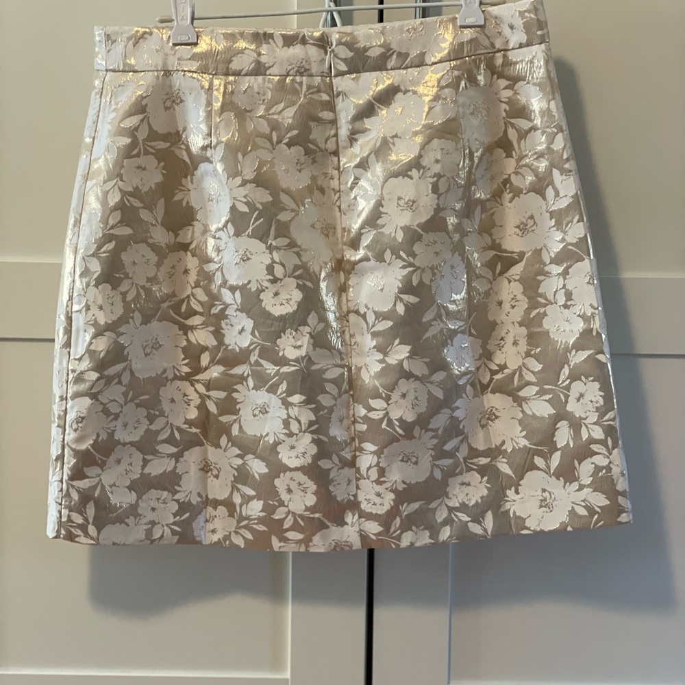 J. Crew beautiful floral metallic gold & cream skirt, women’s sz 12, GUC - Picture 11 of 11